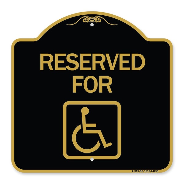 Reserved for With Accessible, Black & Gold Aluminum Architectural Sign, 18" x 18", BG-1818-24430